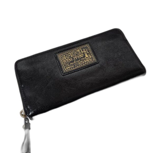 Coach Accordion Zip Around Black Wallet - Picture 1 of 6